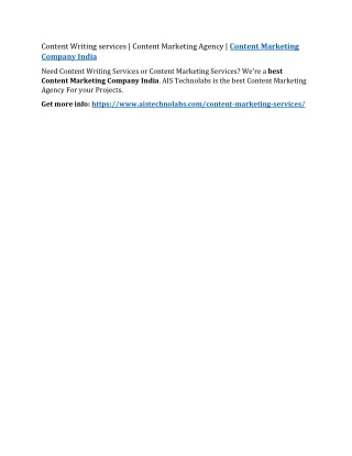 content writing services content marketing agency