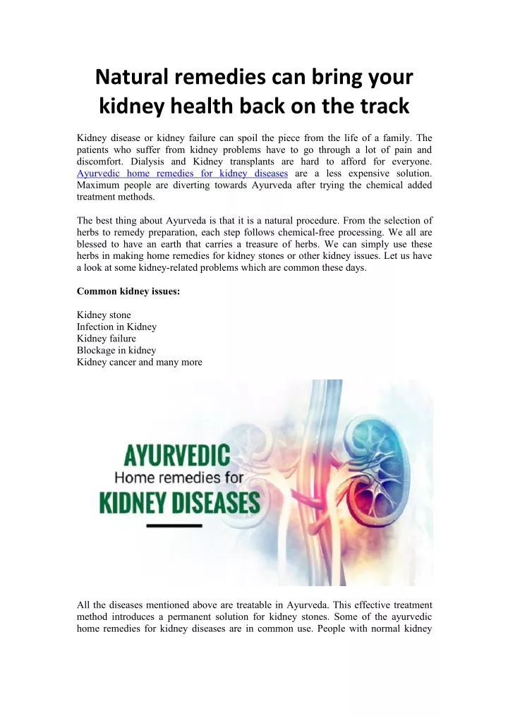 natural remedies can bring your kidney health