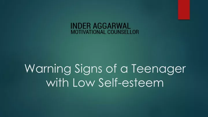 warning signs of a teenager with low self esteem