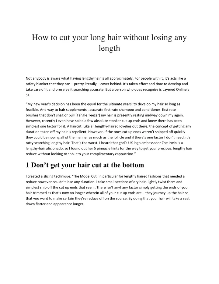 how to cut your long hair without losing