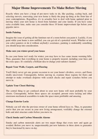 major home improvements to make before moving