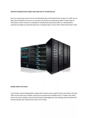 How Re-Furbished Server Sellers Give New Life To A Used Server?