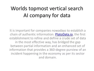 Worlds topmost vertical search AI company for data