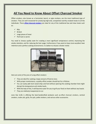 All You Need to Know About Offset Charcoal Smoker
