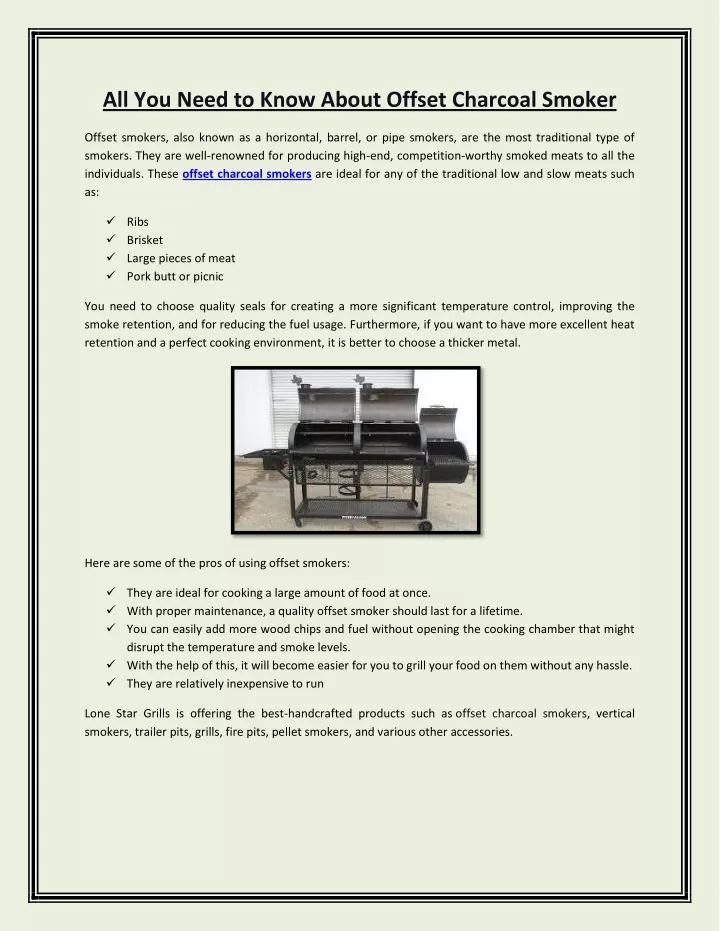 all you need to know about offset charcoal smoker