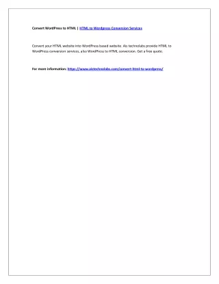 convert wordpress to html html to wordpress