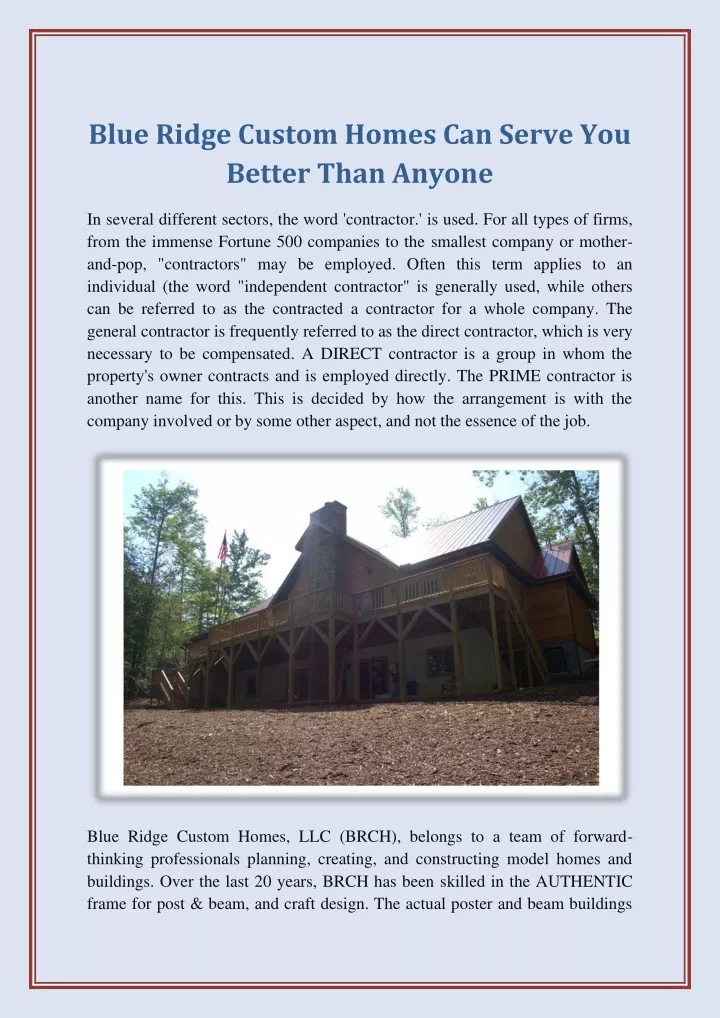 blue ridge custom homes can serve you better than