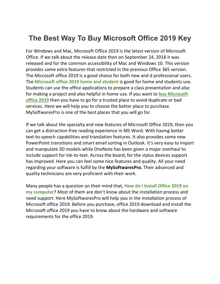 the best way to buy microsoft office 2019 key