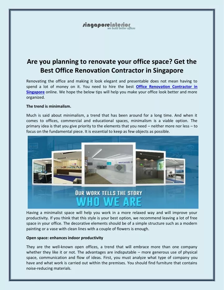 are you planning to renovate your office space