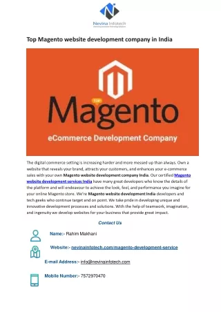 top magento website development company in india