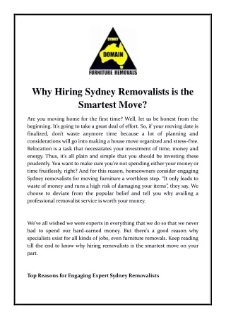 why hiring sydney removalists is the smartest move