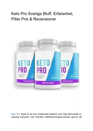 Keto Pro Sverige Bluff, Erfarenhet, Piller Pris & Recensioner