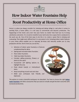 how indoor water fountains help boost