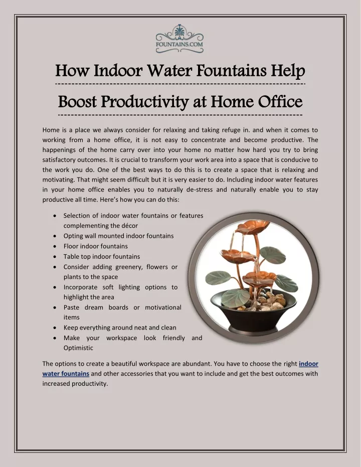 how indoor water fountains help boost