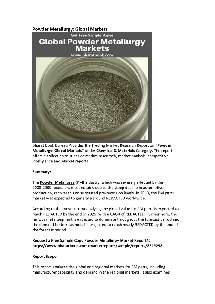 powder metallurgy global markets