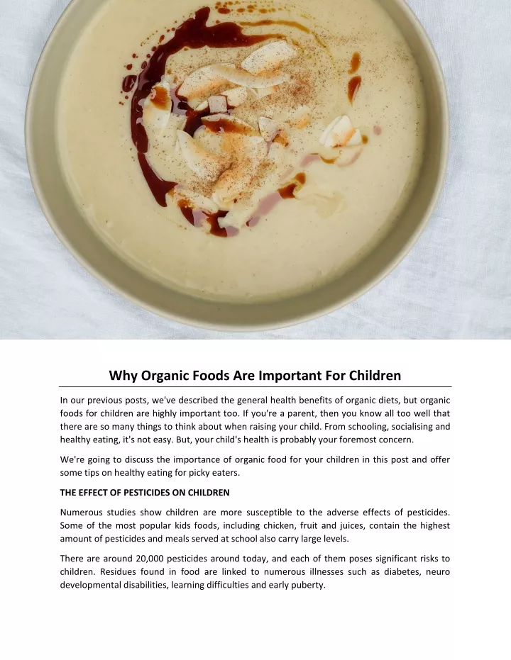 why organic foods are important for children