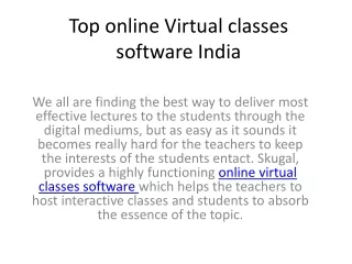 top online virtual classes software india