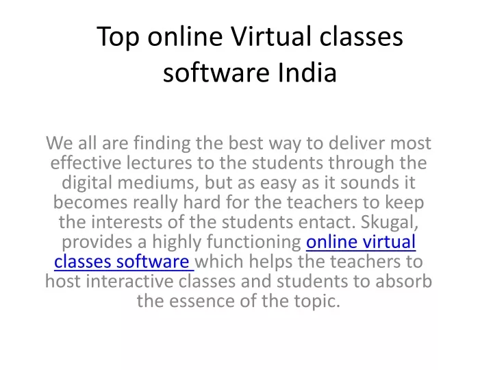 top online virtual classes software india