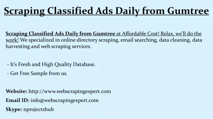 scraping classified ads daily from gumtree