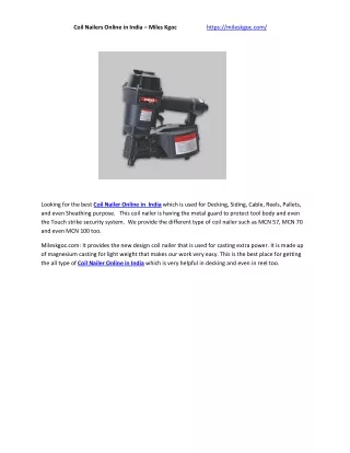 Coil Nailers Online in India – Miles Kgoc