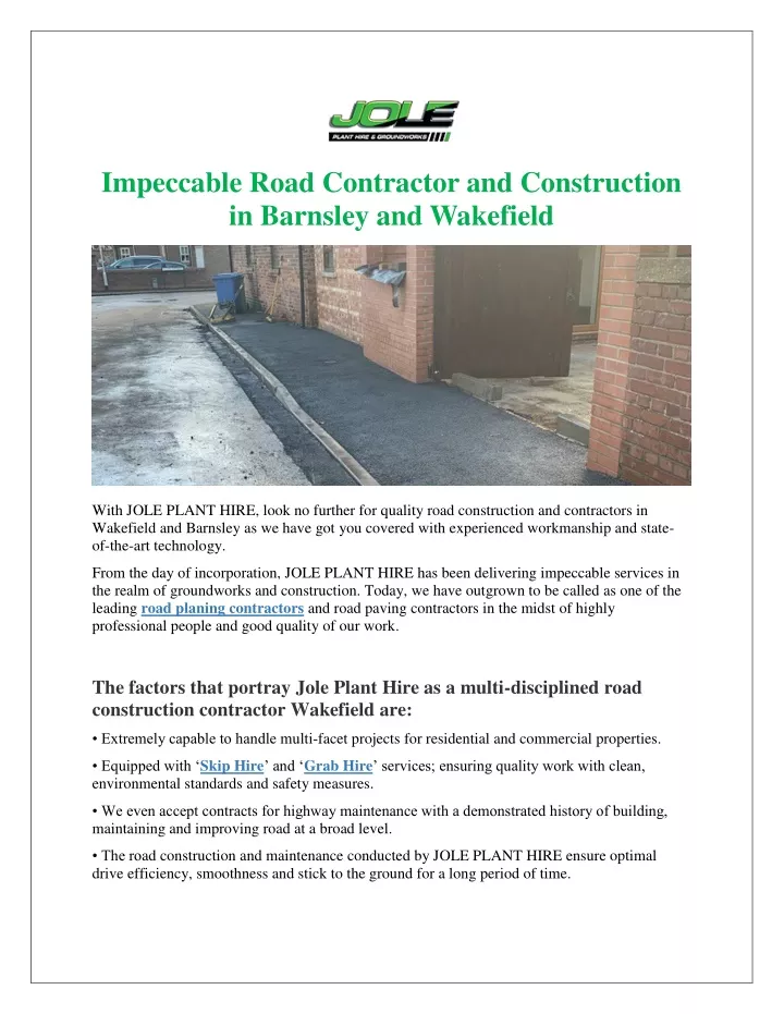 impeccable road contractor and construction