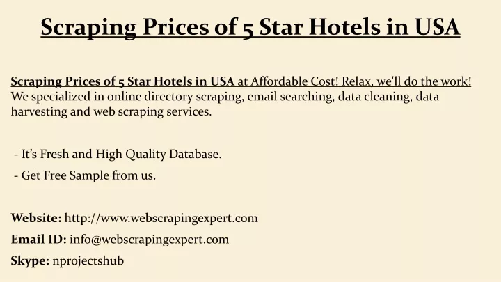 scraping prices of 5 star hotels in usa