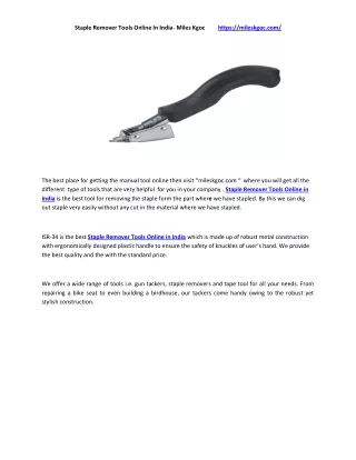 Staple Remover Tools Online In India- Miles Kgoc