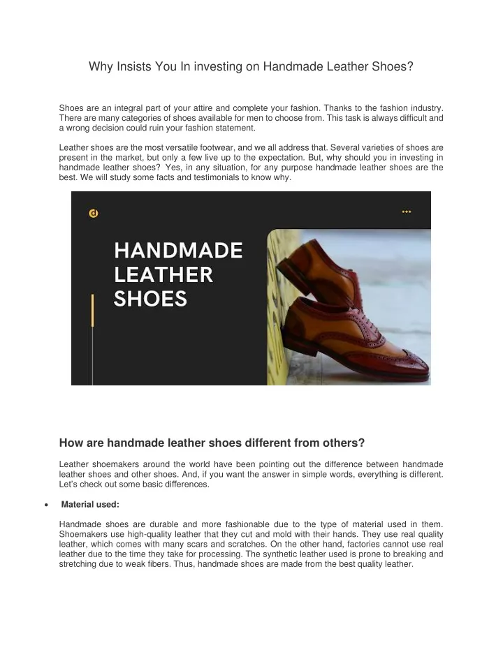 why insists you in investing on handmade leather