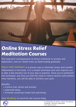 Online Stress Relief Meditation Courses at MindEasy