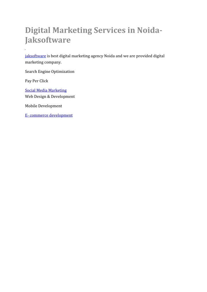 digital marketing services in noida jaksoftware