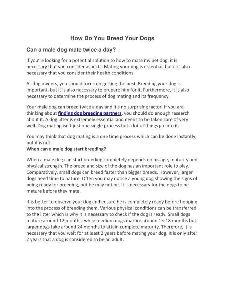 how do you breed your dogs