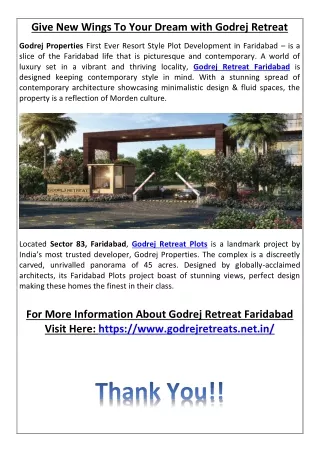 Godrej Retreat Resort Style Plots in Faridabad