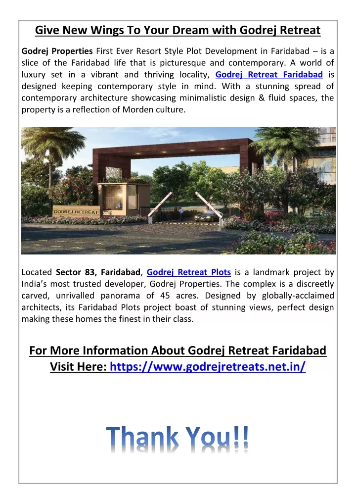 give new wings to your dream with godrej retreat
