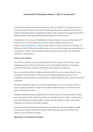 a quick brief on virtualization software