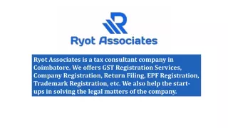 GST Registration in Coimbatore | GST Registration for Startups in Coimbatore | Ryot Associates