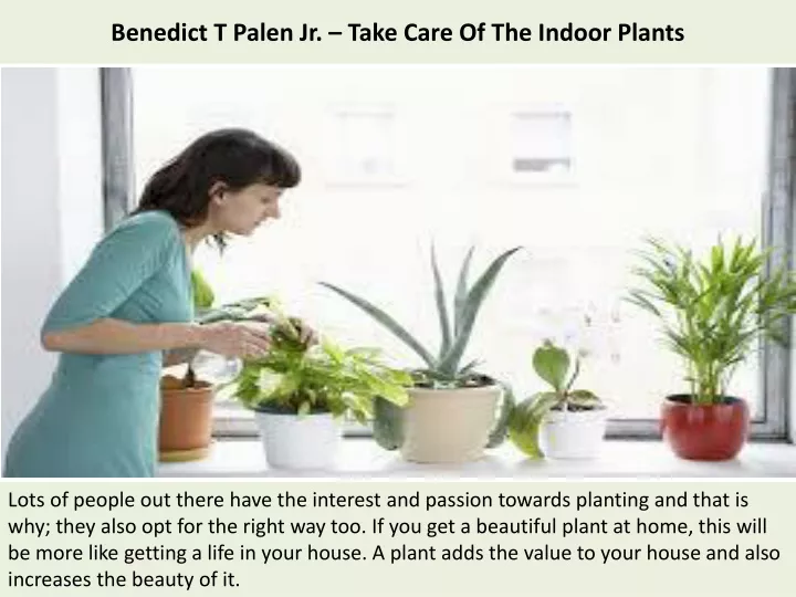 benedict t palen jr take care of the indoor plants