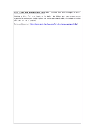 best to hire ipad app developer india hire