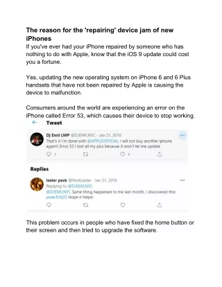 The reason for the 'repairing' device jam of new iPhones- Apple customer feedback