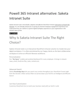 Powell 365 Intranet alternative: Saketa Intranet Suite