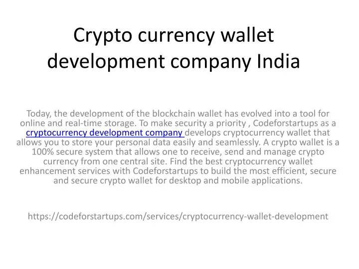 crypto currency wallet development company india