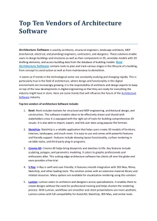 top ten vendors of architecture software