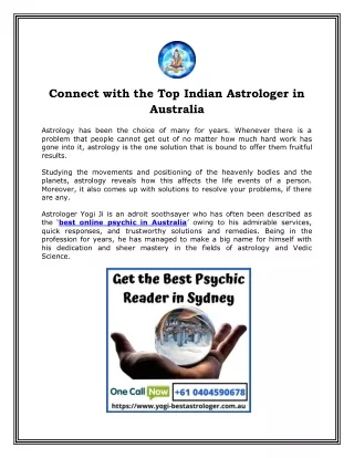 Connect with the Top Indian Astrologer in Australia