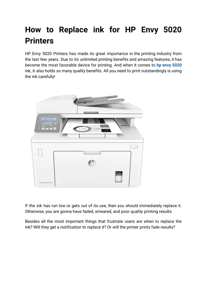 how to replace ink for hp envy 5020 printers