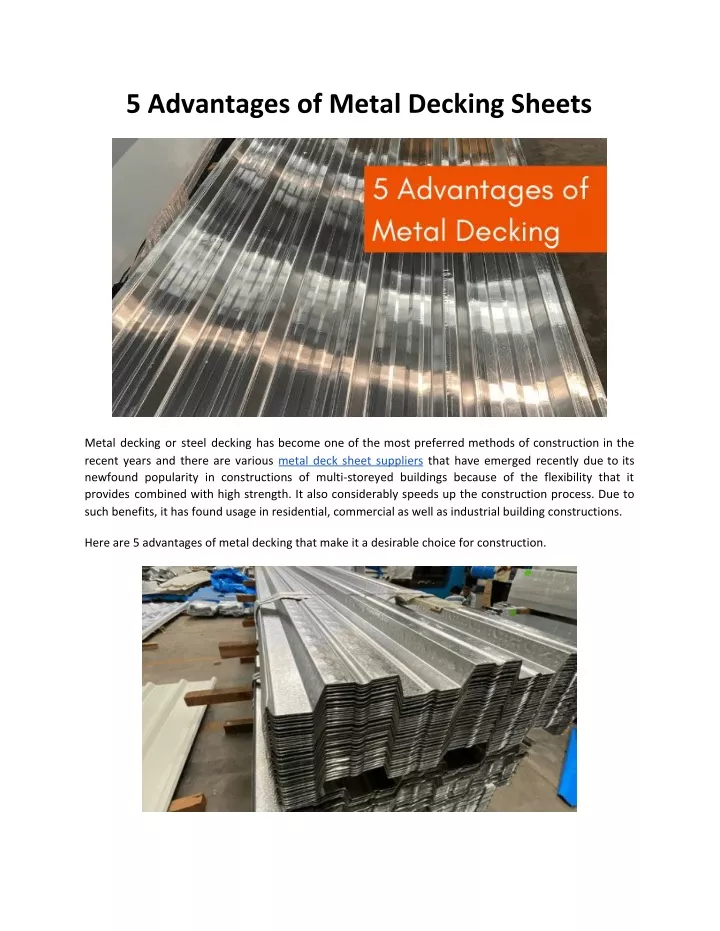 5 advantages of metal decking sheets