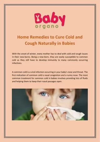 Home Remedies to cure cold and cough naturally in babies