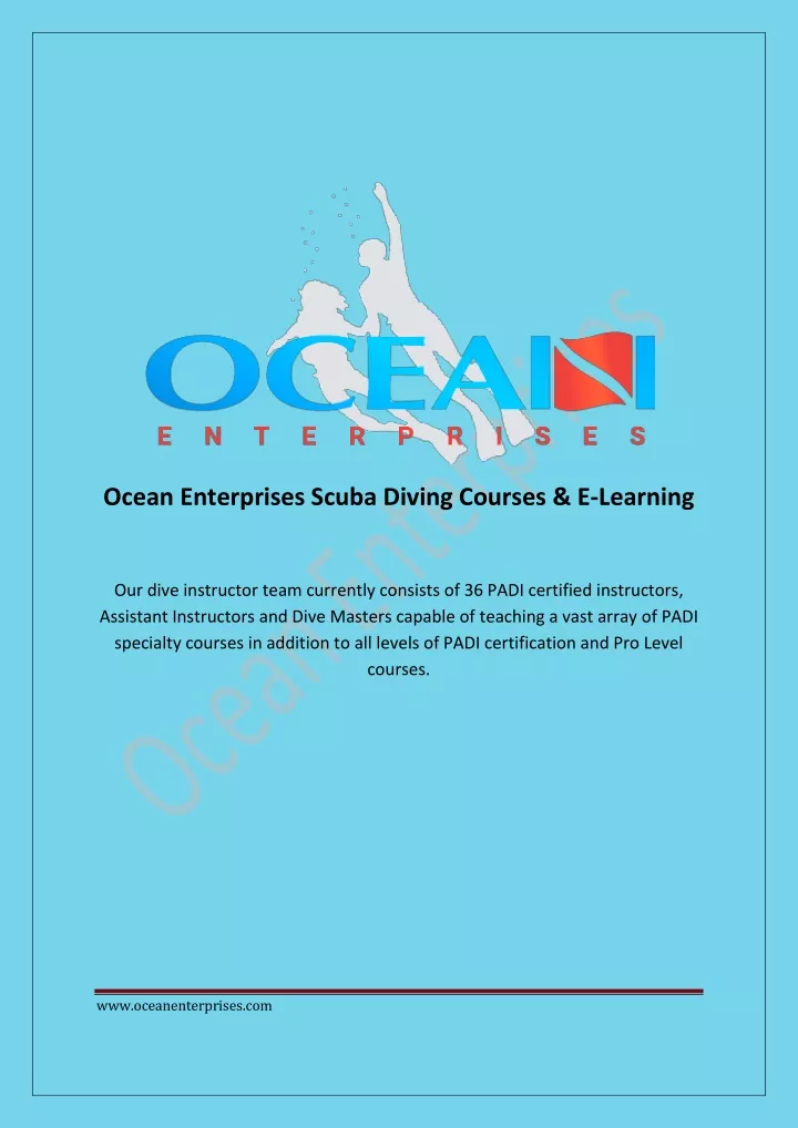 ocean enterprises scuba diving courses e learning