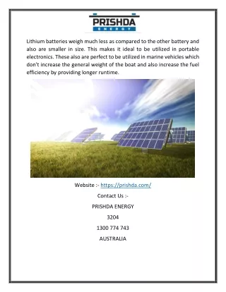 Lithium Iron Phosphate Battery Suppliers In Australia | Prishda.com
