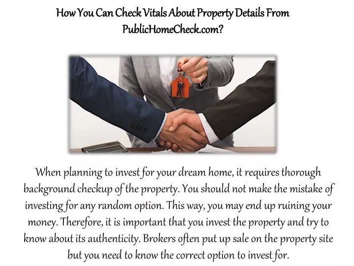 how you can check vitals about property details