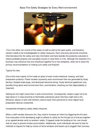 basic fire safety strategies for every work