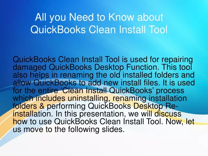 all you need to know about quickbooks clean install tool